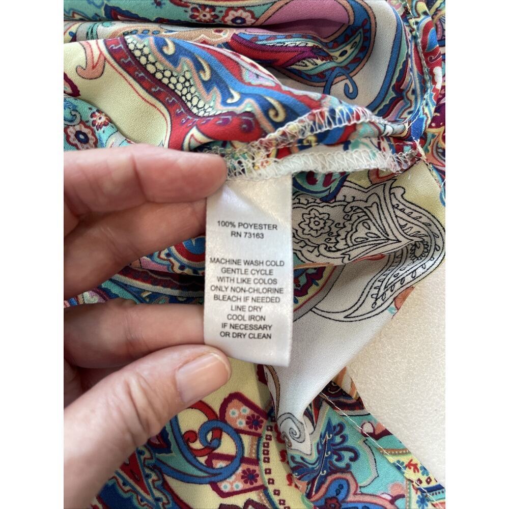 Spense Top Women 2XL Multicolor Paisley Tunic Button Up Sleeveless Shirt FLAW - Picture 10 of 11